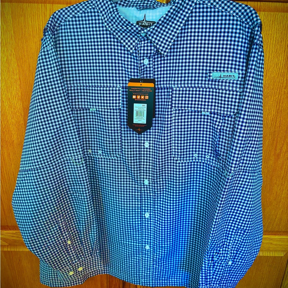 Habitat Navy and White Checkered Men's Shirt